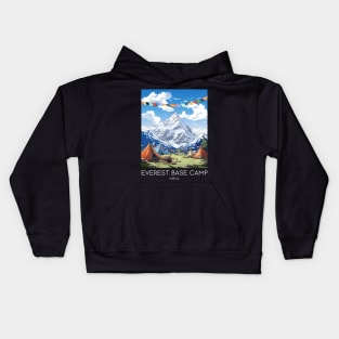 A Pop Art Travel Print of Mount Everest - Nepal Kids Hoodie